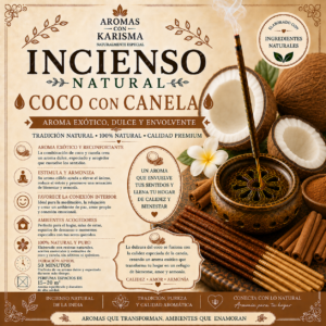 INCIENSO NATURAL INDIA- COCO CON CANELA (10 varitas)