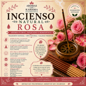 INCIENSO NATURAL INDIA- ROSA (10 varitas)