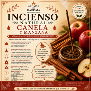 INCIENSO NATURAL INDIA- MANZANA Y CANELA (10 varitas)